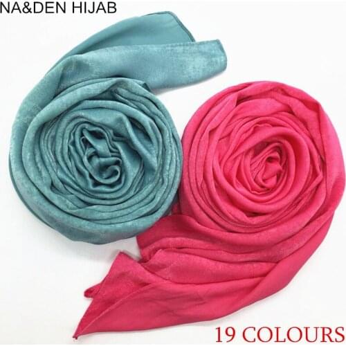 1PCS New warm solid silklike and satins muffler women scarf plain wraps shawl cosy muslim arab hijabs 19colors Fast delivery