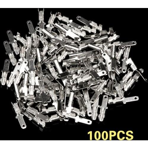 100Pcs 2.8mm 4.8mm 6.3mm Electrical Wire Male Uninsulated Spade Crimping Terminal Wire Connector Kit