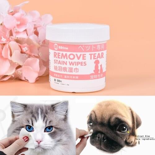 100pcs Pet Aloe Moisturizing Wipes Dog Eyes Tear Stain Cleaning Paper Towels Dog Eyes Cleaning Supplies Gentle Non-intivating