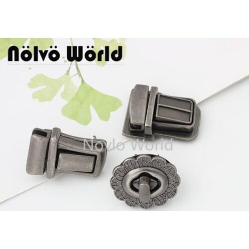 2-10 pieces Old Silver Florals Metal Press Push Locks Women Retro Bag Spring Lock Snap Decorative Clasps Closure DIY Accessories