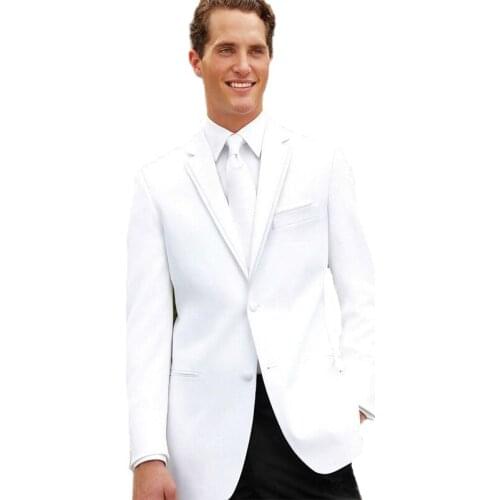 2020 White Clothes With Black Pants Mans Suit For Wedding Business Suit Dinner Suit Wedding Dress Two Pieces Suit(Jacket+Pants)