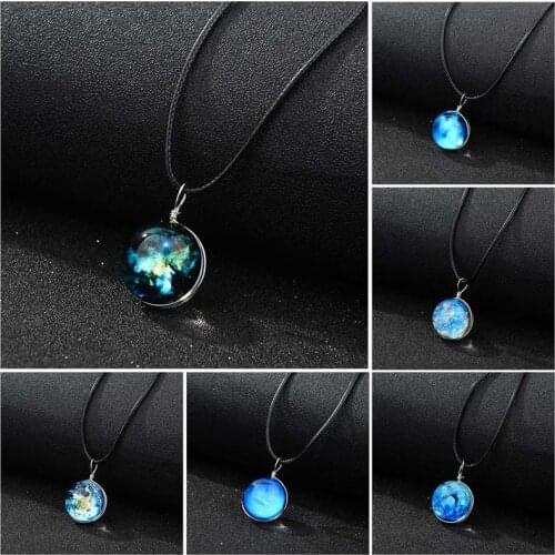 2020 Glowing Glass Pendants Universe Necklace For Women Men Luminous In Dark Fashion Galaxy Moon Necklaces & Pendants Jewelry