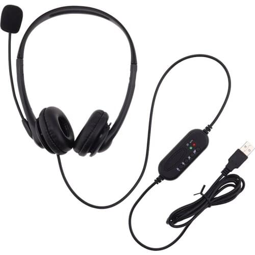 Wired Headphones Stereo USB Headset With Mic Noise Cancelling Volume Control Mute Function For PC Call Center 30pcs