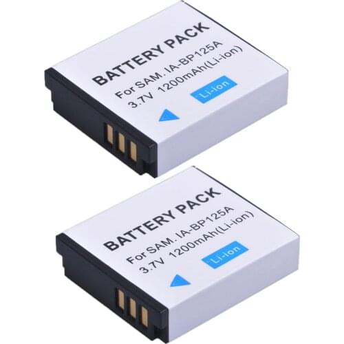 2X 1200mAH IA-BP125A IA BP125A BP125A Rechargeable Camera Battery for Samsung HMX-QF20,HMX-QF30,HMX-QF300,HMX-M20,HMX-Q10,HMX-Q1