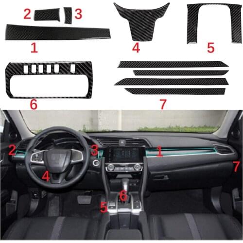 Car Accessories Carbon Fiber Inner Full Decor Cover Trim Stickers For Honda 10th Civic