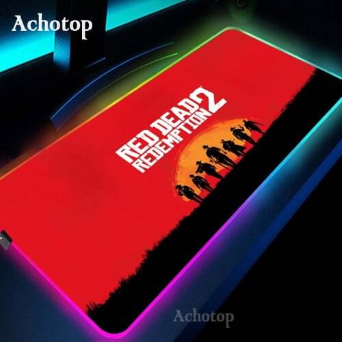 Anime Red Dead Redemption 2 RGB Colorful Gaming Large Mouse Pad Gamer XL Led Mat Computer Mousepad PC Desk Play Mat with Backlit