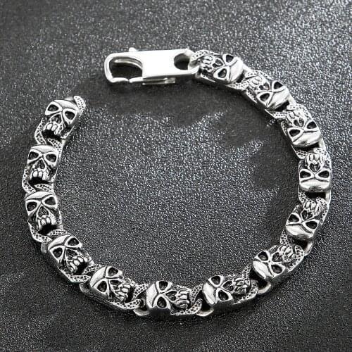 Jewels Store High Quality Gothic Skull Series Multi-Style Mens 316L Stainless Steel Bracelet Viking Chain Jewelry For Man
