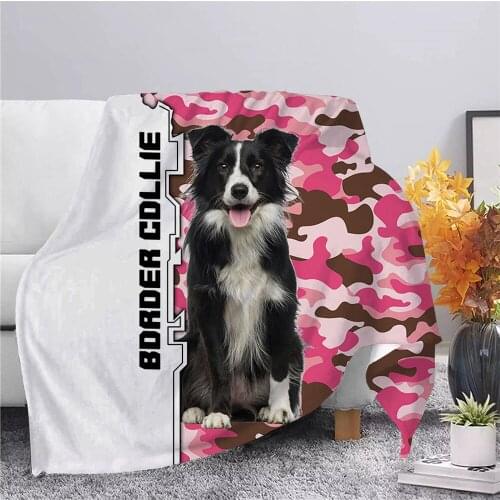 CLOOCL Popular Border Collie Flannel Blanket 3D Printed Throw Blanket for Adult Home Decor Bedspread Sofa Bedding Flannel Quilts