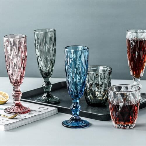 Colorful Champagne Cup Glass Cups Cocktail Whiskey Cups Crystal Sculpture Juice Glass Goblet Wine Glass Crystal Engraved Color
