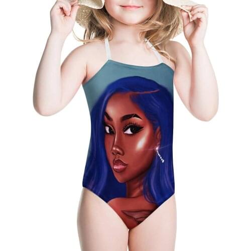 HYCOOL 2020 Rose Wing Tattoo African Black Girl Pattern Kids Swimwear Teen Girls One Piece Swimsuit Infant Children Bathing Suit