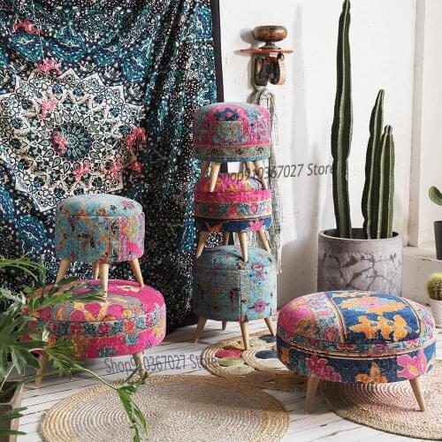 Turkey Imported Fashion Creative Low Stool Round Stool Solid Wood Shoe Changing Stool Coffee Table Sofa Stool