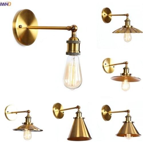 IWHD Golden Antique Vintage LED Wall Lamp Beside Living Room Edison Loft ndustrial Wall Lights Sconce Wandlampen Lampara Pared