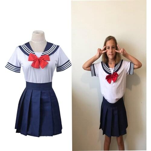 Cosplay Japanese Sailor Moon School Uniforms Anime COS Sailor Suit tops+tie+skirt JK Navy Style Students Costume for Girl Women