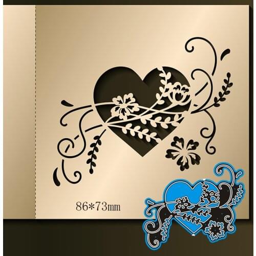 86*73mm Hollow Flower and Leaves Heart New Metal Cutting Dies Scrapbook Decoration Template Embossing DIY Paper Card Craft