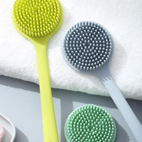 Multifunctional Silicone Brush Body Bath Shower Brush Back Massage Exfoliation Wisp Body Scrub Brush Long Handle Double-Sided