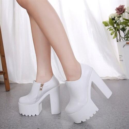 Square Heel 15 cm Fashion Womens Shoes Stage Catwalk Super High Heel Womens Ankle Boots Sexy Martin Boots Elegant Short Boots