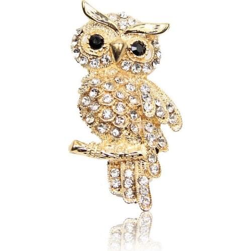 Fashion Cute Owl Shiny Crystal Inlay Lady Jewelry Rhinestone Brooches For Women Girls Clothes Decorations