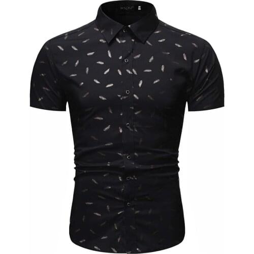 Mens new summer short sleeve printed casual fashion shirt in European size XXL