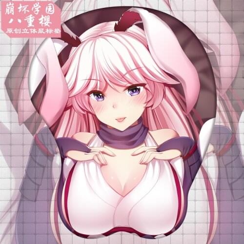 Anime MmiHoYo Yae Sakura Lolita Soft Chest 3D Mouse Pad Gaming Mouse Mat Wrist Rest Non-slip Desk Playmat Otaku Student Cosplay