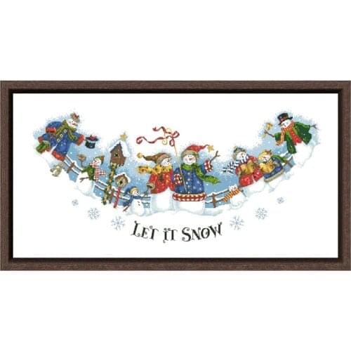 DreampatternSnow carolers tree skirt cross embroidery kit snowman pattern design 18ct 14ct 11ct unprint canvas Cross-stitch