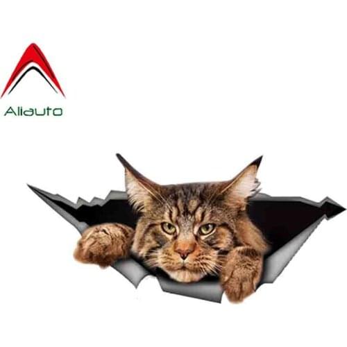 Aliauto Animal Car Sticker Lifelike Funny Big Cat Sunscreen Waterproo Torn Metal Auto Accessories Vinyl Decal,13cm*6cm