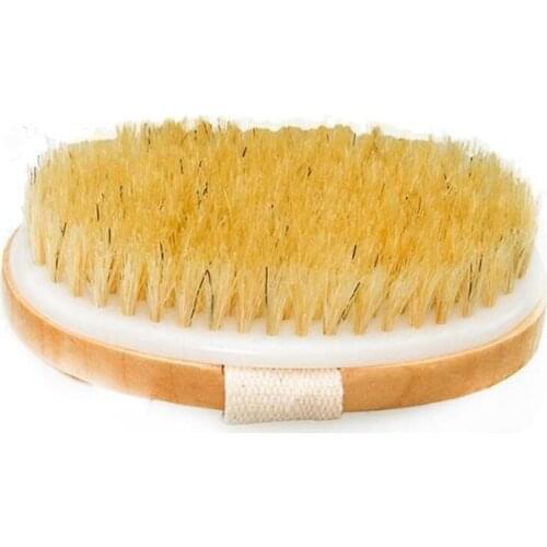 Natural Oval Bristle Brushes SPA Wood Bath Brush Bristles Shower Scrubber Massager Body Cleaning Tool LX4497