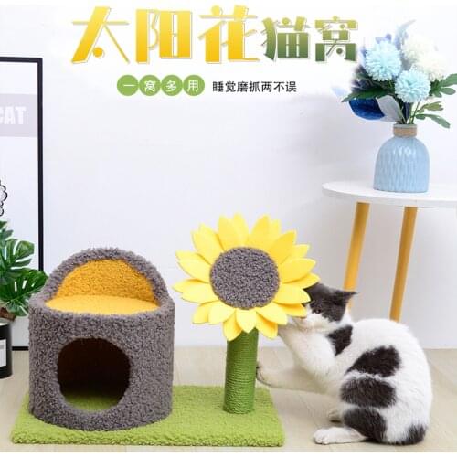 The new 2021 cat litter climb solid wooden stump cat claw grinding sisal pet bed lovely cat litter