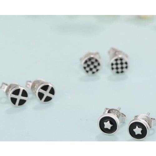 Everoyal New Fashion Silver 925 Sterling Earrings For Male Jewelry Trendy Star Black Stud Earrings Men Accessories Female Gift