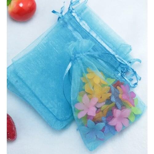 Wholesale 200pcs/lot Drawable Lake Blue Organza Bags 11x16cm Favor Wedding Christmas Gift Bag Jewelry Packaging Bags& Pouches