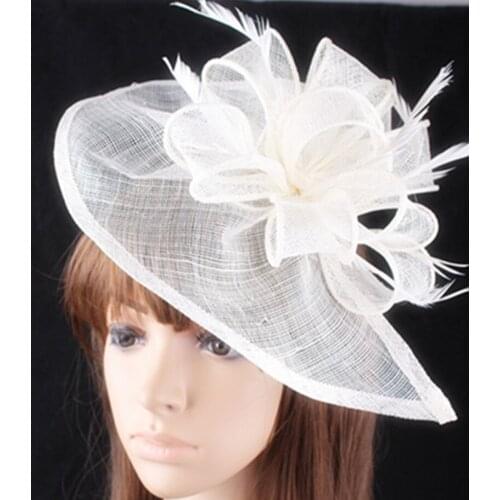 Sinamay Nice Ivory Fascinator Headwear Women Photographic Studio Hat T-Platform Headpiece With Headbands Accessories SYF278