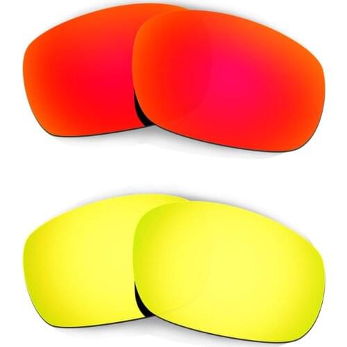 HKUCO For Jawbone (Asian Fit) Sunglasses Replacement Polarized Lenses 2 Pairs - Red & Gold
