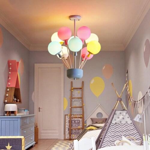 Modern minimalist girl creative room lamps Balloon color Nordic simple cartoon childrens room iron led Chandelier ZM1027