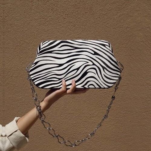 Zebra Pattern Handbags 2021 Mini Brands Retro Chain Shoulder Bag Luxury Leather Sac Baguette Underarm Bag Crossbody Bags Women
