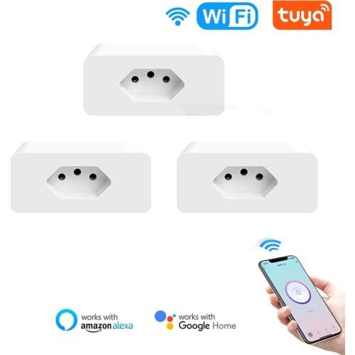WiFi Smart Plug 16A Brazil Power Socket Outlet Tuya APP Smart Home For Alexa Google Assistant Voice Control Power Monitor Timing