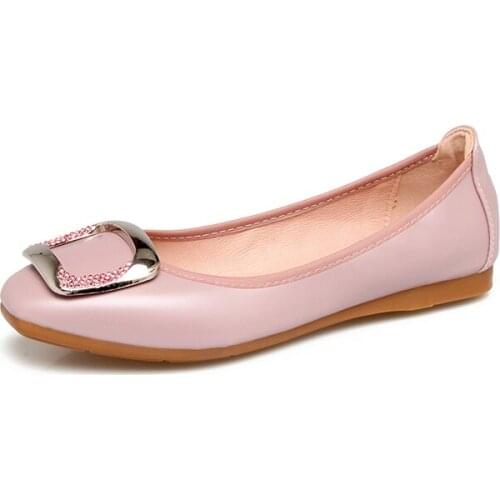 2021 Good Quality PU Leather Shoes Woman Fashion Buckle Loafers Foldable Women Flats Ballet Spring Casual Flat Shoes WSH2531