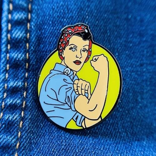 Rosie The Riviter Feminist Enamel Brooch Pin Backpack Hat Bag Lapel Pins Badges Women Mens Fashion Jewelry Accessories