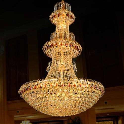 Gold Crystal Chandeliers Lights Fixture LED Lamp Modern Crystal Chandelier Droplight Hotel Hotel Club Home Lighting AC90V-260V