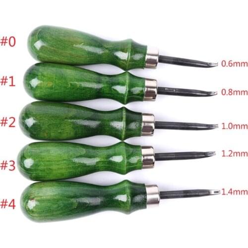 1 Set Steel Leather Edge Beveler Skiving Beveling Wooden Handle Craft DIY Cutting Tool Kit For DIY leather manual cutting edge