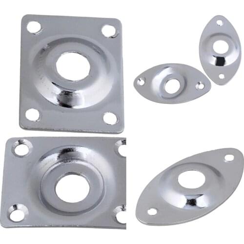 10pcs Chrome Square/Oval Recessed Guitar Output Jack Plate