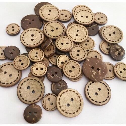 100 pcs wooden Retro buttons round dotted line dotted line clothing sewing diy decorative wood Handmade Decorative Gifts