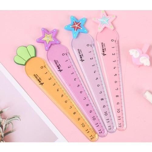 12cm Cute Cartoon Carriot Ruler Kawaii Students Straight Ruler Creative Gift Measurement Ruler Lovely Drawing Tool