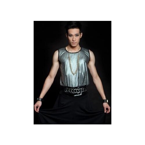 2020 Silver Glossy Singer stage mens vest men brand roupas masculinas sexy tank 1 camisetas regatas 3XL Customizable