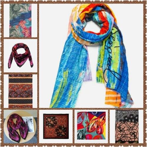 2021 new Spanish desigual colorful print ladies scarf shawl embroidered sunscreen sunshade long towel floral beach towel