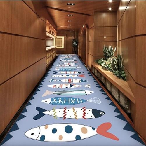 3D Floral Nordic Stair Carpet Hotel Corridor Carpets Hotel Long Aisle Area Rug Home Hallway Carpets Entrance Anti-Slip Floor Mat