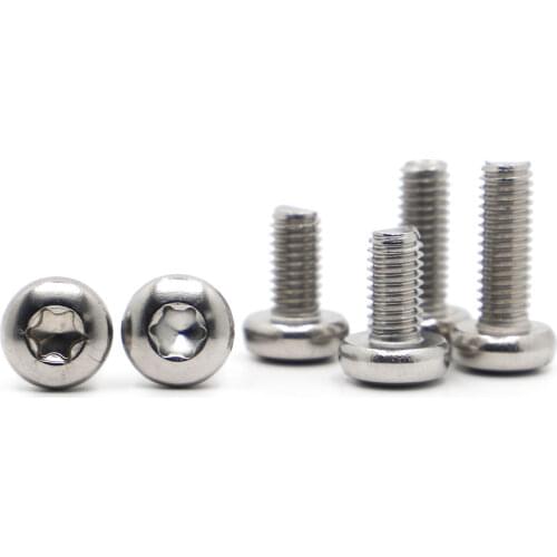 5-50pcs M1.6 M2 M2.5 M3 M4 M5 M6 M8 A2-70 304 Stainless Steel Six-Lobe Torx Pan Head Screw Six Lobe Round Head Bolt GB2672