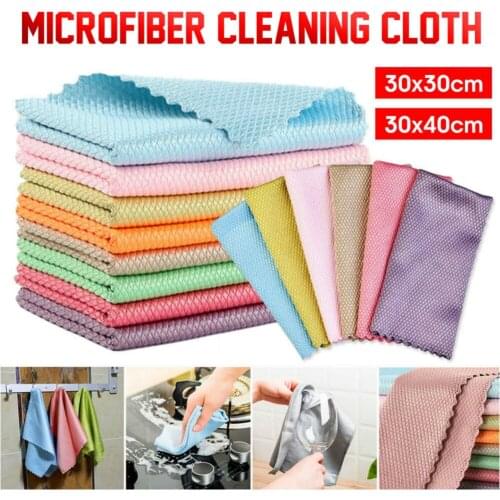 5 Pcs Household Cleaning Products Cloth Fish Scale Rag For Glass Clean As Soon As You Wipe It Kitchen Tools Microfiber For Glass