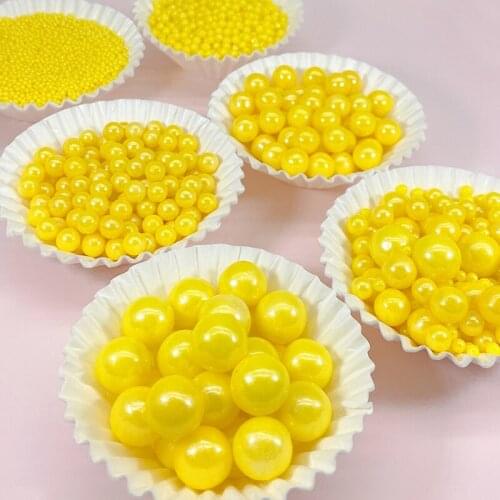 50g Edible Yellow Beads Pearl Sugar Ball Fondant DIY Cake Baking Sprinkles Gold Ball Wedding Cake Decoration Color Sugar Pearl