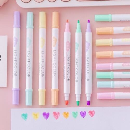 6pcs/set Marker Pen Set Double Headed And Colour School Supplies Markers Stationery Back To School By Kevin&sasa Crafts