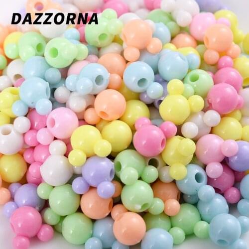 30-150Pcs/Lot Candy Color Cartoon Animal Head Acrylic Beads Round with Holes Loose Beads for Jewelry Making Handicraft Accesory