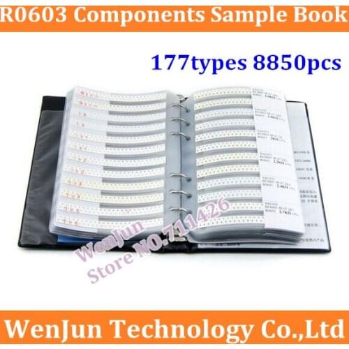 Free Shipping R0603 0603 Series YAGEO SMD Resistor 177types 8850pcs in Total 5% Tolerance Electronic Components Sample Book
